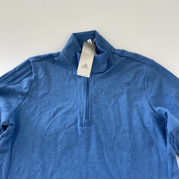 Adidas Sweater Women's 3-Stripes Quarter Zip A555 Blue Size Large - Picture 2 of 11